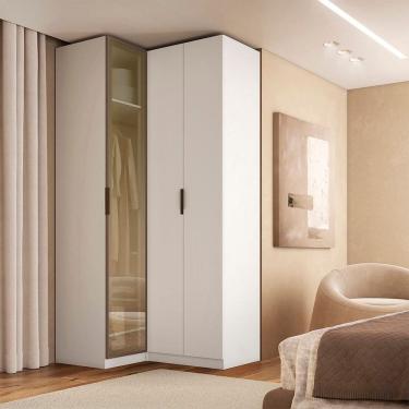 Imagem de Guarda Roupa de Canto Reto 3 Portas 1 Reflecta Altezza Branco