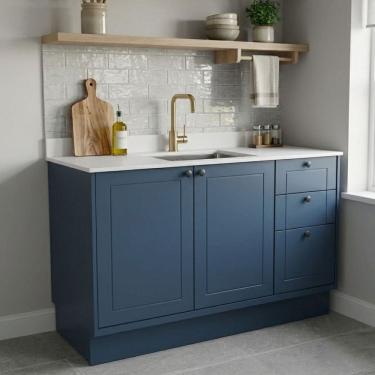 Imagem de Balcão para Cozinha 2 Portas 3 Gavetas em Mdf sem Tampo Sevilha Azul Órion