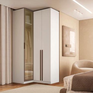 Imagem de Guarda-roupa de Canto Reto 3 Portas 1 Reflecta Altezza Branco