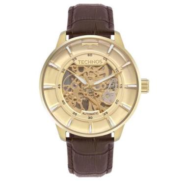 Imagem de Relógio TECHNOS masculino automático couro dourado G3265AK/0M
