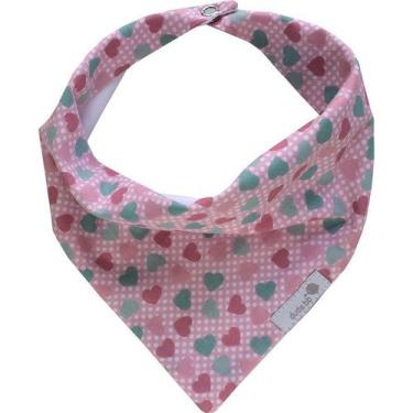 Imagem de Babador bandana coração rosa e verde agua - Dudsbb