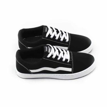 Imagem de Tenis curvim/nylon. c/atacador silk  preto/branco v1865 - Vanscy, 44, 