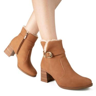 Imagem de Bota feminina Dakota cano curto salto grosso peluciada D2702, 36