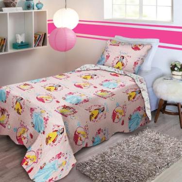 Imagem de Colcha Ultrasonic Solteiro Infantil Princesas Jolitex (1 Colcha + 1 Po