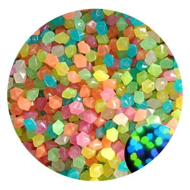 Imagem de TOMYEUS Decoração de jardim, decoração de jardim, pedra luminosa que brilha no escuro, pedras decorativas seixos para peixes ao ar livre aquário, decoração escultura (cor: Mixcolor, tamanho: 100 peças)