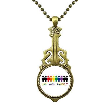 Imagem de DIYthinker LGBT Colar com bandeira de arco-íris We are Family, joias antigas com pingente de música