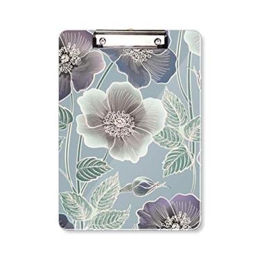 Imagem de Placa de apoio para placa de prancheta de flores de desenho cinza A4