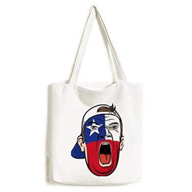 Imagem de Bolsa de lona com bandeira do Chile para maquiagem facial e cabeça gritando bolsa de compras casual