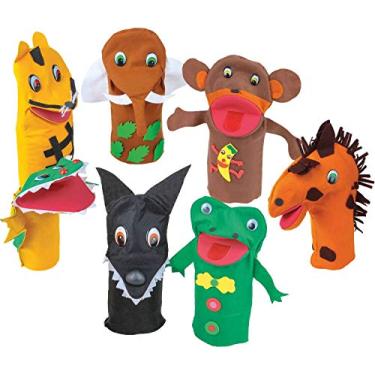 Imagem de Fantoches Animais Selvagens Feltro 7 Personagens Embalagem Plástico Carlu Brinquedos