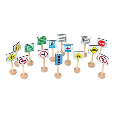 Imagem de Brinquedo Educativo Jogo Educativo Mini Kit De Trânsito Em Mdf 15 Placas. - CARLU