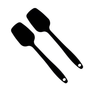 Imagem de Kit 2 Pçs Mini Espátula Raspador em Silicone Cozinha 22cm Maciça Pão Duro Confeitaria(Preta)