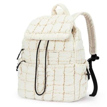 Imagem de Mochila CLUCI Puffy Acolchoada para Mulheres - Leve e Bege
