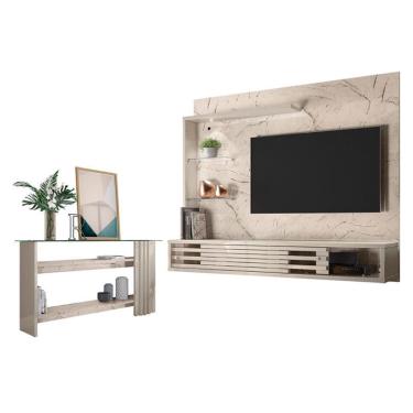 Imagem de Estante Home Theater Suspenso com Aparador Frizz Select Calacata Off White – Madetec