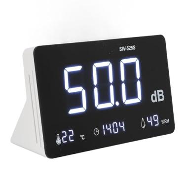 Imagem de Medidor de Ruído 4 Em 1 Em 1 Decibel Tempo de Temperatura Tempo de Exibição Medidor Com Alarme Audível, Armazenamento de Dados USB para Monitoramento Interno