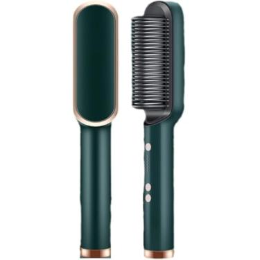 Imagem de Escova Alisadora Bivolt 5 em 1 - Alisa, Hidrata, Modela, Alinha e Anti-Frizz(Verde)