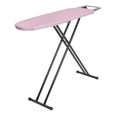 Imagem de Tábua de Passar Roupa Milao Reforçada em Aço com Suporte para Ferro Forte Resistente Preto/Rosa