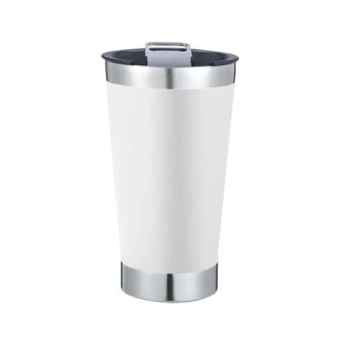 Imagem de Copo Térmico 500ml Liso Cerveja Café Em Inox Com Tampa E Abridor Chopp (Branco)