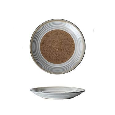 Imagem de Conjunto de pratos de porcelana esmaltada de prato de serviço, pratos redondos de sobremesa de salada, pratos de jantar avançados adequados para família, restaurante, festa. Pratos (cor: latão