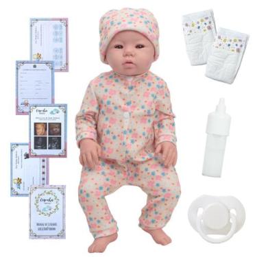 Imagem de Bebê Reborn Boneca De Silicone Recém Nascida + Kit Itens - Cegonha Reb
