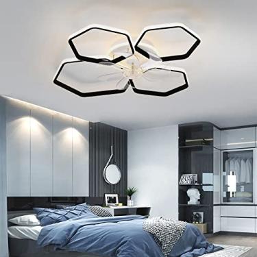 Imagem de Ventilador de teto silencioso com função de inverno e verão com luz e controle remoto Quarto Ventilador de teto regulável de 6 velocidades com temporizador-A || 77CM-Preto