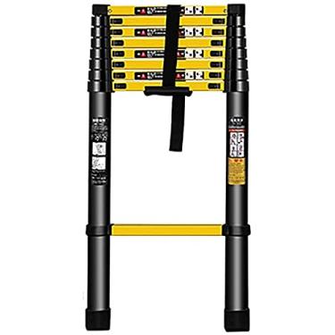 Imagem de OKUOKA Escada telescópica preta para loft sótão loft - escada retrátil de alumínio de 8,5 pés/12,5 pés/15,5 pés/18,5 pés de altura, carga 150 kg (tamanho: 5,5 m/18 pés)