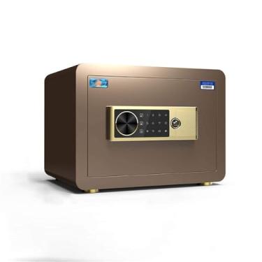 Imagem de Cofre digital à prova de fogo com trava de impressão digital, estrutura de liga de aço, resistente a incêndio e roubo, cofre de segurança para casa e escritório (Brun)