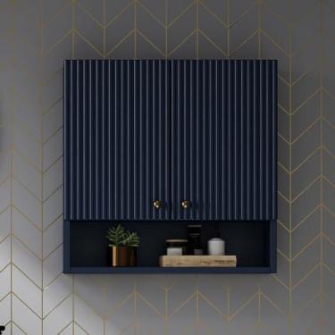 Imagem de Armário de banheiro moderno e leve de luxo montado na parede, unidade de armazenamento lateral estreita, organizador de cozinha elegante, caixa cosmética que economiza espaço para armazenamento