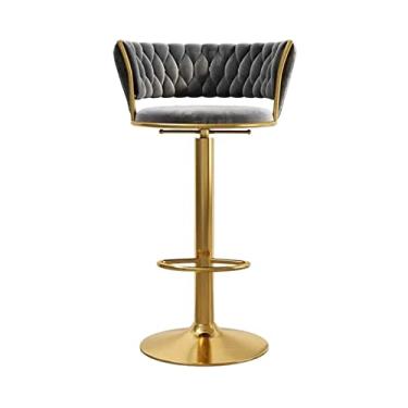 Imagem de Cadeiras de bar para uso doméstico Cadeira alta giratória com encosto ajustável (65-80 cm) Banquetas de bar (cinza)