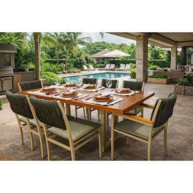 Imagem de Conjunto Gourmet náutica 8 cadeiras Elegance Solare-verde