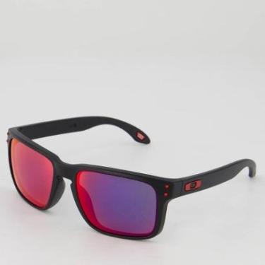 Imagem de Óculos de Sol Oakley Holbrook Matte Preto e Vermelho-Unissex