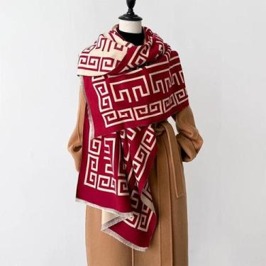 Imagem de Cachecol Feminino De Lã Pashmina De Alta Qualidade, Grosso, Dupla Face