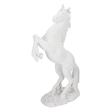 Imagem de escultura de cavalo em resina ornamento de decoração de mesa para casa adereços de fotografia estilo europeu branco/cobre(White), Ornamento de mesa,