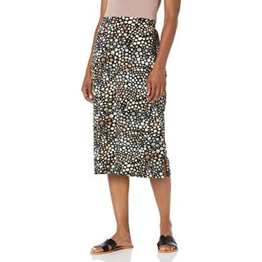 Imagem de Kasper Saia fina feminina com fendas laterais, Combo preto e azul, PP