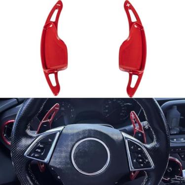 Imagem de Yoursme Capa de extensão de câmbio de volante de alumínio acessórios interiores para Chevy Chevrolet Camaro 2016-2021, para Chevy C7 Corvette Stingray Grand Sport Z51 Z06 ZR1