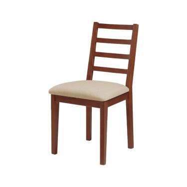 Imagem de Cadeira De Jantar Em Madeira Maciça Aline Estofado Linho Bege - Imbuia - Marrom