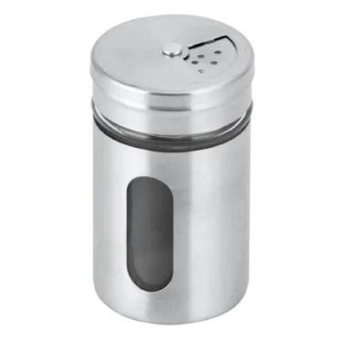 Imagem de Porta Temperos Cozinha Inox e Vidro com Tampa Dosadora e Visor Frontal
