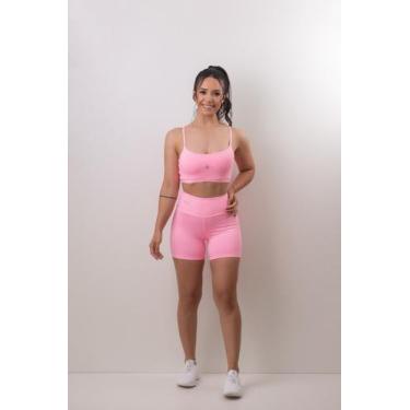 Imagem de Conjunto Academia Shorts Duplo + Top Fitness 2 Peças - Urbanela, Rosa,
