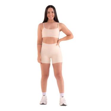 Imagem de Conjunto Academia Shorts Duplo + Top Fitness 2 Peças - Urbanela, Bege,