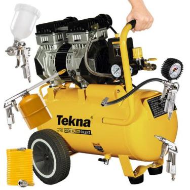 Imagem de Compressor de Ar Silencioso 2.5Hp 24 Litros com Pistola Kit Pintura Ma