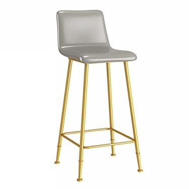 Imagem de Banqueta de bar para móveis, banco alto para os pés, com apoio para os pés, barra de café da manhã de couro poliuretano/laranja/75 cm