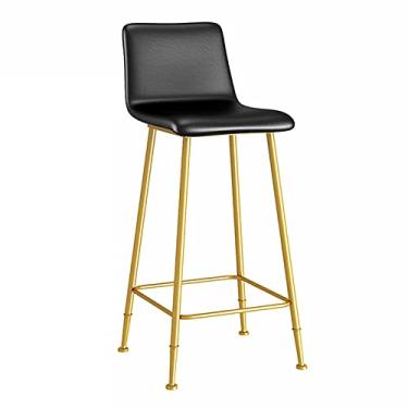 Imagem de UISLA Banqueta de bar para móveis, banco alto para os pés, com apoio para os pés, barra de café da manhã de couro poliuretano/laranja/75 cm