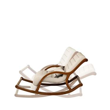 Imagem de KLNBV Cadeira de balanço reclinável, confortável, relaxante, nórdica, varanda, cadeira de madeira maciça, quarto, sala de estar, poltrona de escritório, poltrona de tecido casual preguiçoso, sofá com