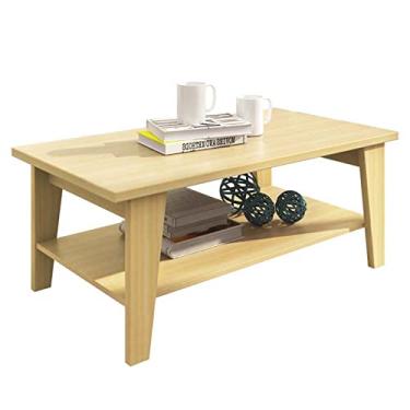 Imagem de Mesa de centro industrial de 2 níveis, mesa central retrô com prateleira de armazenamento, mesa de madeira e mesa de sala de estar, mesa de chá