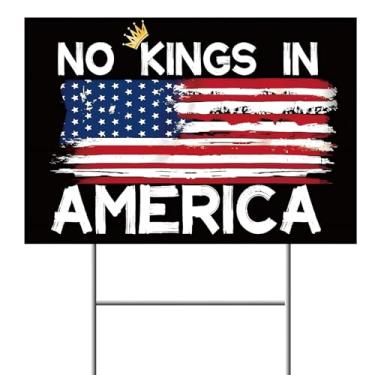 Imagem de Placa No Kings in America Yard, dupla face, 30 x 45 cm, plástico ondulado à prova de intempéries com estacas H