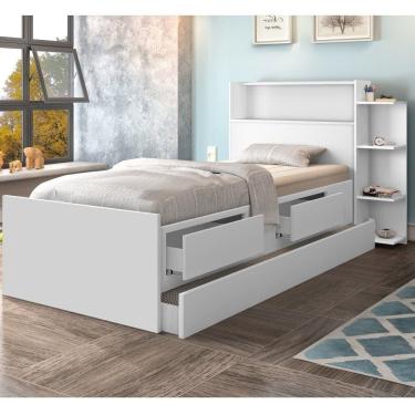 Imagem de Bicama Solteiro Luna com Baú e Gavetas