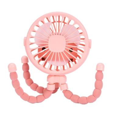 Imagem de Ventilador Portatil, Ventilador Luminoso Estilo Polvo Baixo Ruído Mini Ventilador Dobrável para Dormitório(Rosa)