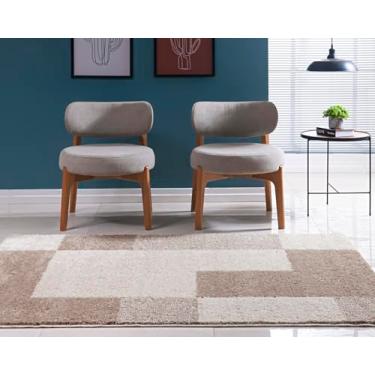 Imagem de Tapete Sala, Quarto, Escritório em Shagy Pelo 17mm Antiderrapante Base Emborrada Desing (Geometrico Trigo, 2,00m x 1,50m)