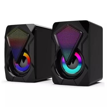 Imagem de Caixa de Som RGB com LEDs, Som Potente para PC e Notebook, Efeitos de Luz Respiração, Ideal para Jogos, Música e Setup Gamer, caixa de som gamer LED
