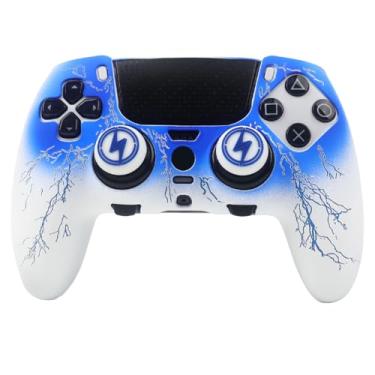 Imagem de RALAN Capas de silicone para controle de iluminação com aderência de 2 polegares compatíveis com PS5 Dualsense Edge Controller Play Station 5 Acessórios, capa antiderrapante à prova de suor