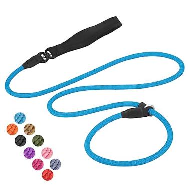 Imagem de Coleira deslizante para cães, coleira antiderrapante forte para treinamento de cães [rotação de 360° anti-emaranhado] 1,8 m / 1,8 m nylon durável sem puxão, trela de caminhada para cães pequenos, médios e grandes, 1,8 m, azul